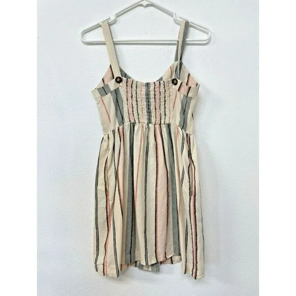 Shyanne Womens Sm Western Sundress Mini Linen Adjustable Straps Button Down - Picture 16 of 16